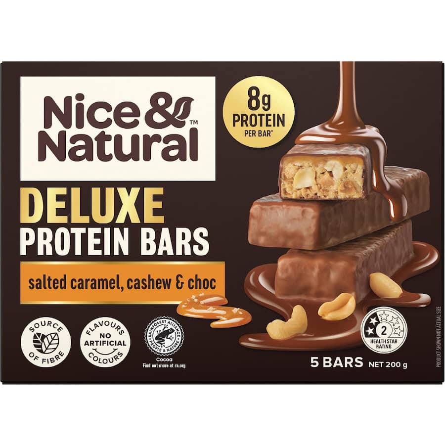 Nice & Natural Deluxe Protein Bars Salted Caramel Cashew & Choc 5pk 200g
