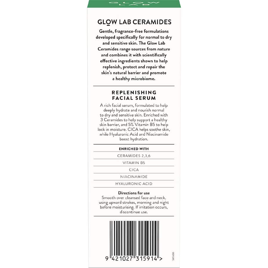 Glow Lab Ceramides Face Serum Replenishing 30mL
