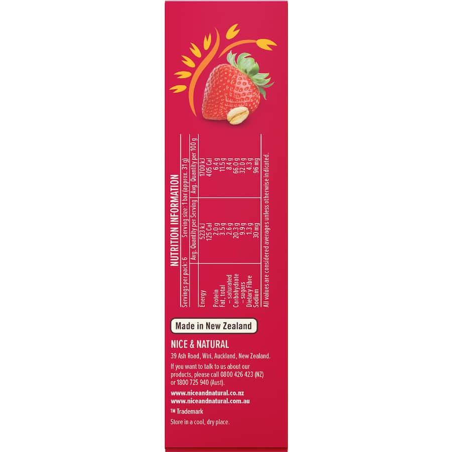 Nice & Natural Chewy Muesli Bars Strawberry & Yoghurt 6pk 185g