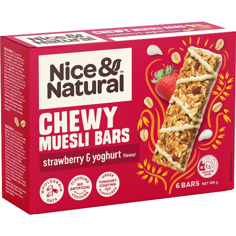 Nice & Natural Chewy Muesli Bars Strawberry & Yoghurt 6pk 185g