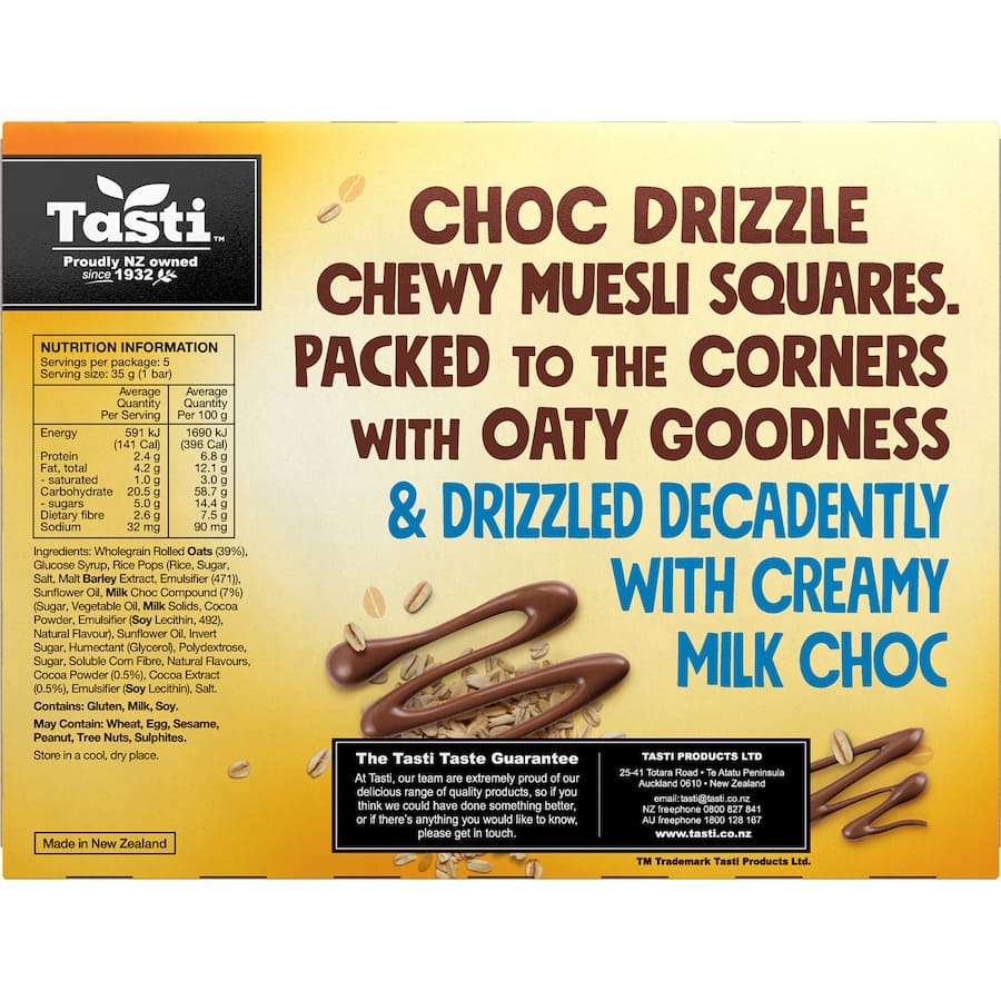 Tasti Chewy Muesli Squares Choc Drizzle 5pk 175g