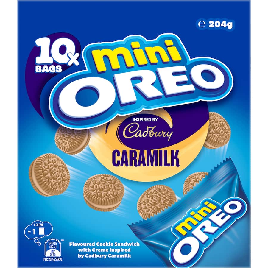 Oreo Mini Creme Filled Biscuits Caramilk Minis 10pk 204g