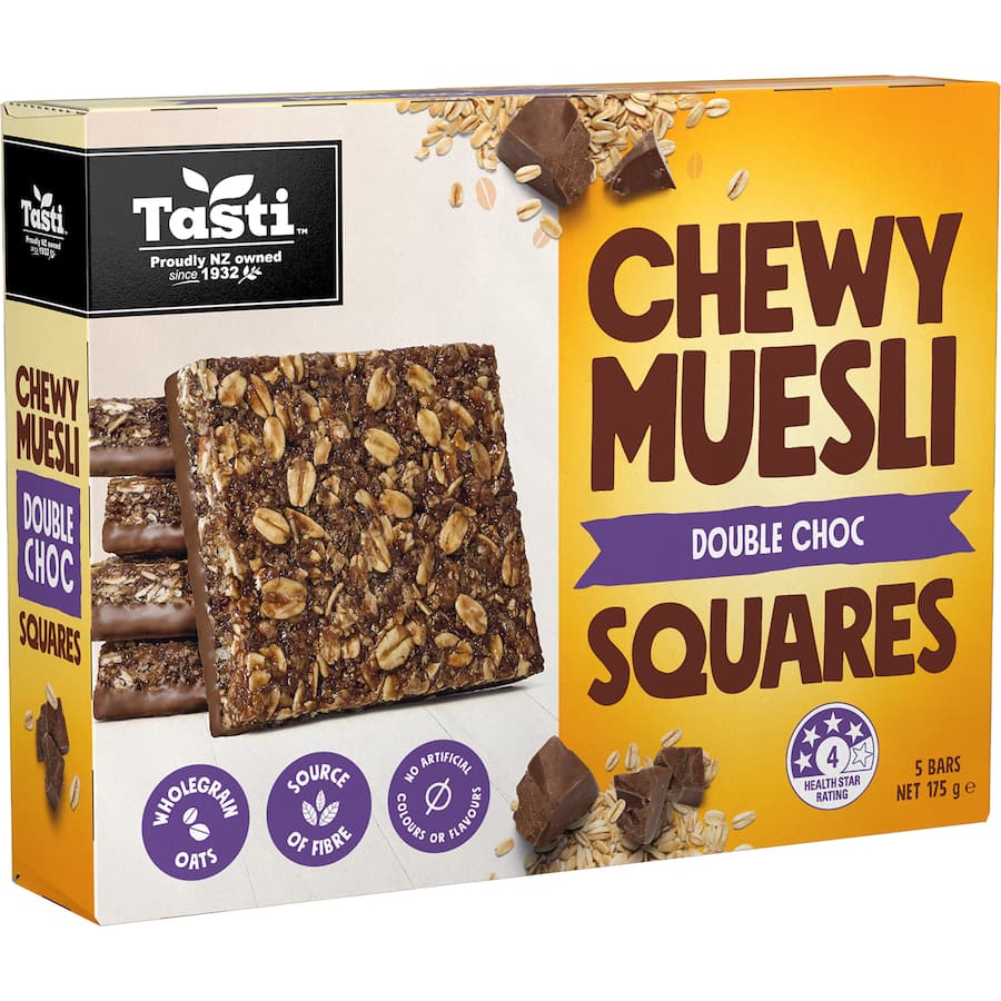 Tasti Chewy Muesli Squares Double Choc 5pk 175g
