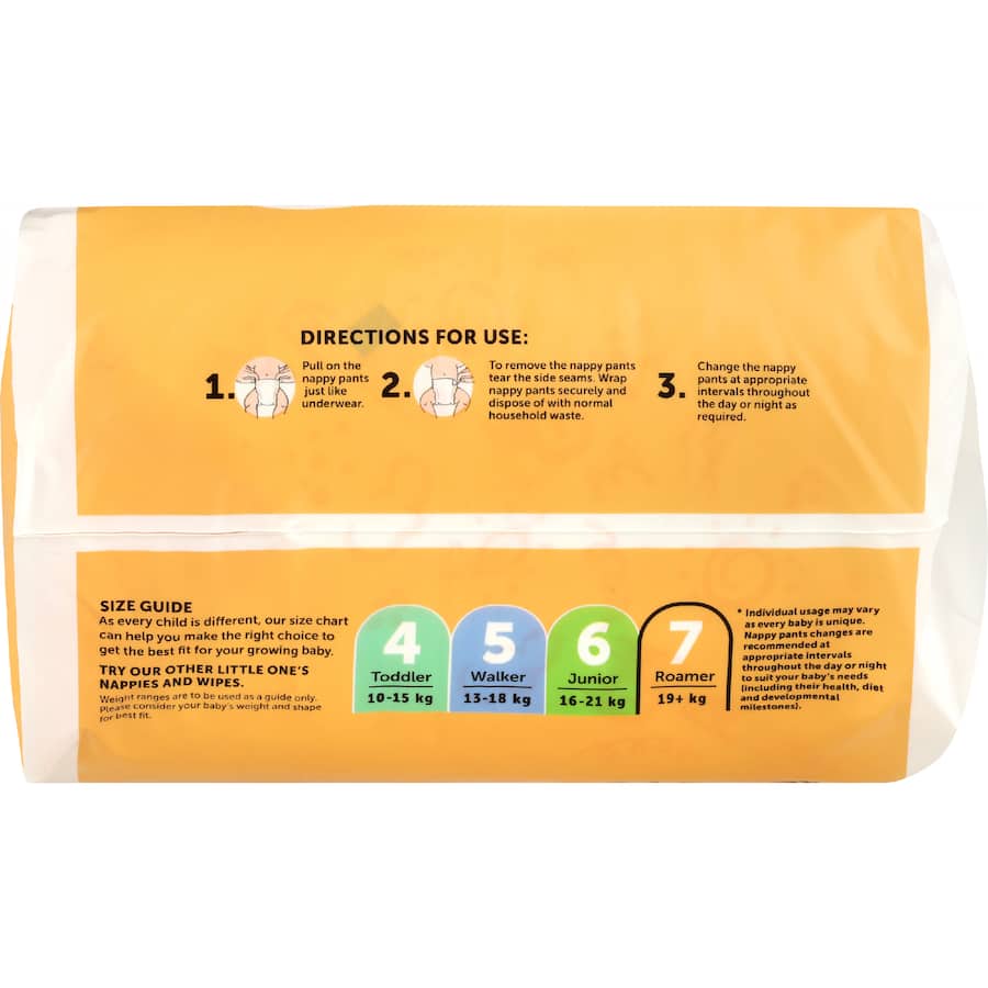 Little One's Nappy Pants Roamer Boys & Girls Size 7 34pack