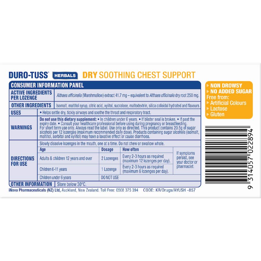 Duro-tuss Throat Lozenges Blackberry& Vanilla 24pack