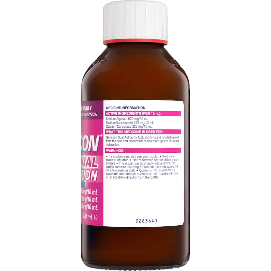 Gaviscon Dual Action Liquid Heartburn & Indigestion Relief Mixed Berry 500mL
