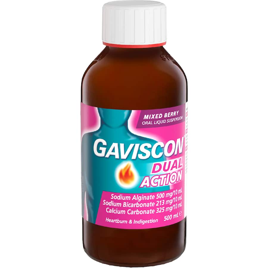 Gaviscon Dual Action Liquid Heartburn & Indigestion Relief Mixed Berry 500mL