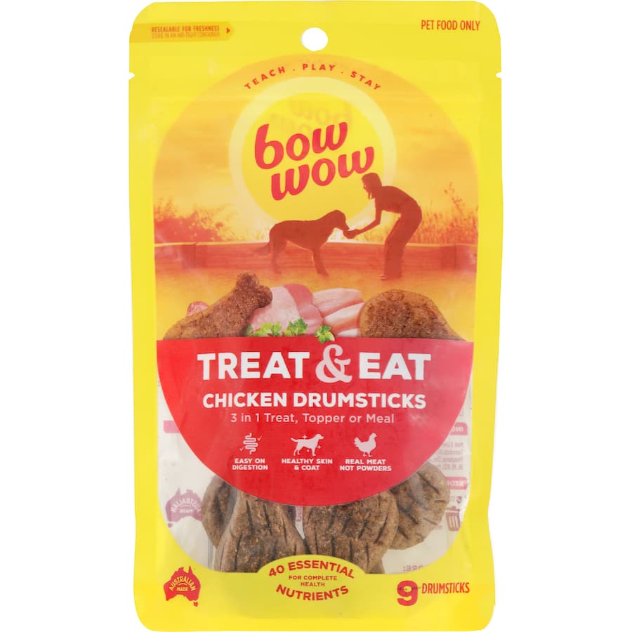 Bow Wow Treat & Eat Dog Treats Chicken Drumsticks 9pack