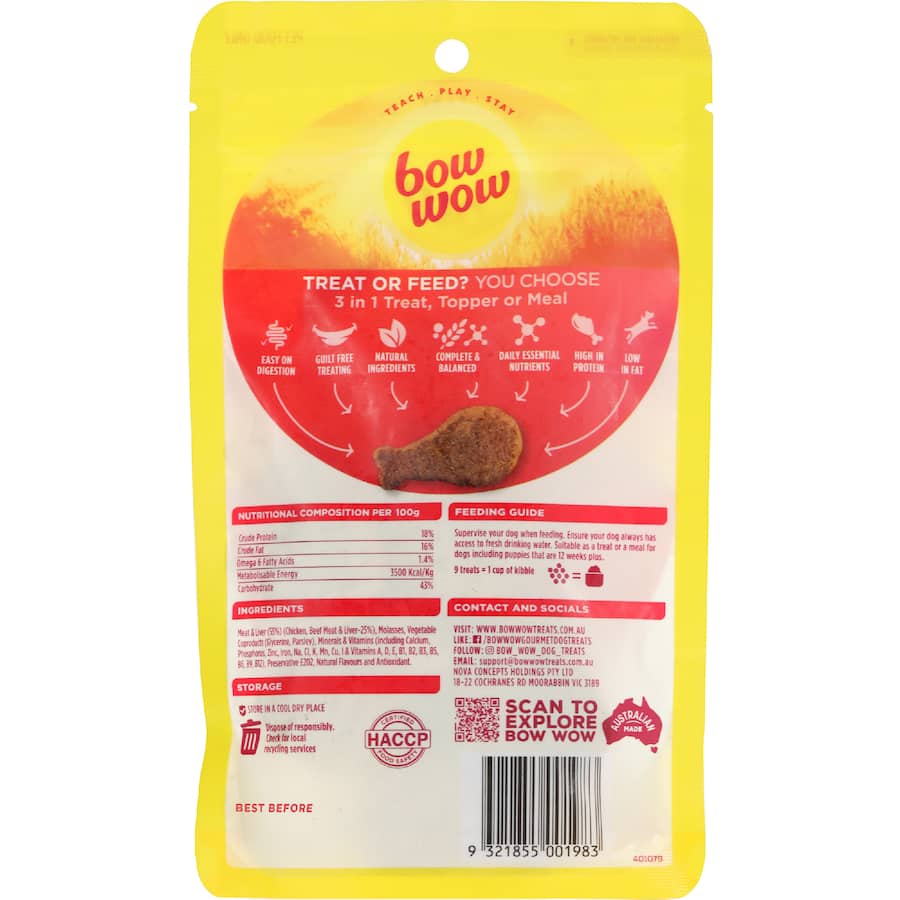 Bow Wow Treat & Eat Dog Treats Chicken Drumsticks 9pack