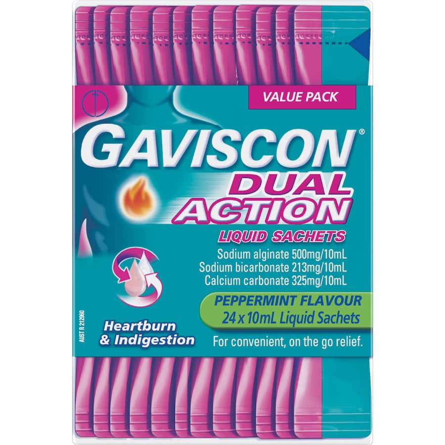 Gaviscon Dual Action Heartburn & Indigestion Relief Liquid Sachets 24pack