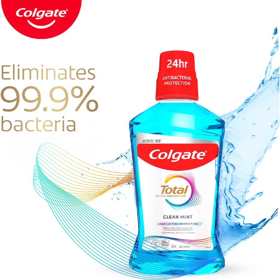 Colgate Total Mouthwash Clean Mint Alcohol Free 500mL