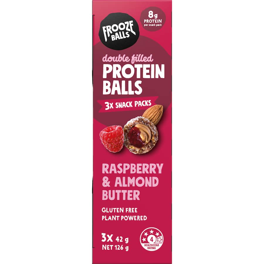 Frooze Balls Protein Snack Balls Raspberry & Almond Box 3x42g
