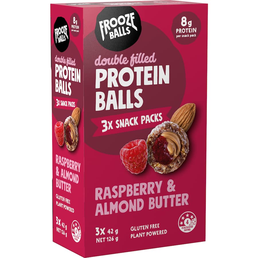 Frooze Balls Protein Snack Balls Raspberry & Almond Box 3x42g