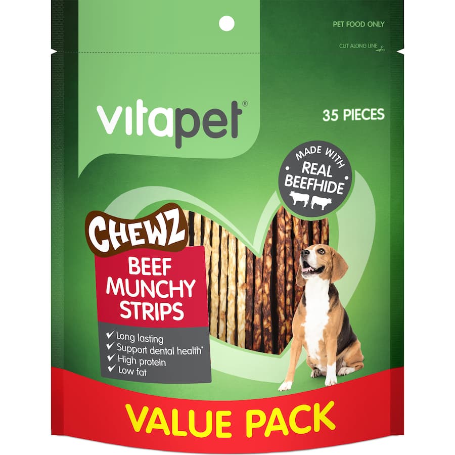 Vitapet Dog Treats Beef Munchy Strips 35pack
