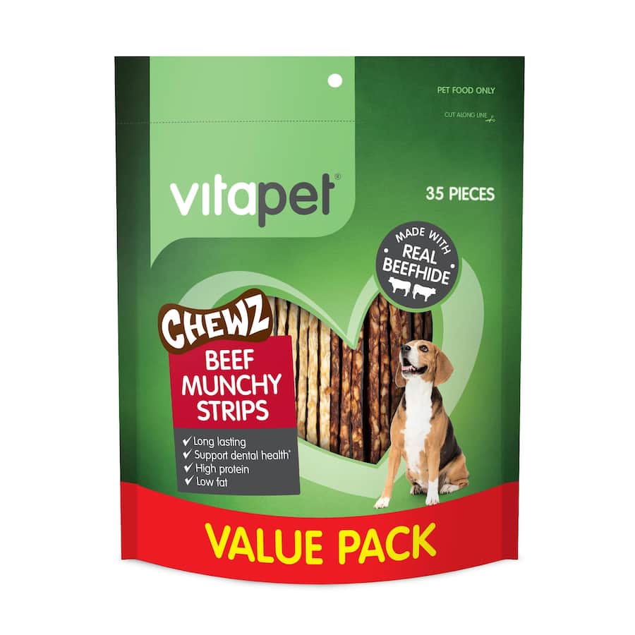 Vitapet Dog Treats Beef Munchy Strips 35pack