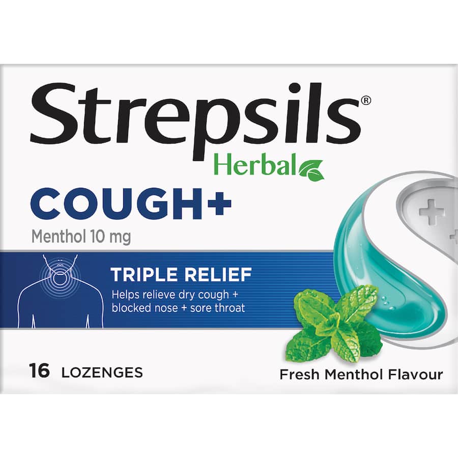 Strepsils Herbal Cough Throat Lozenges Menthol 16pack