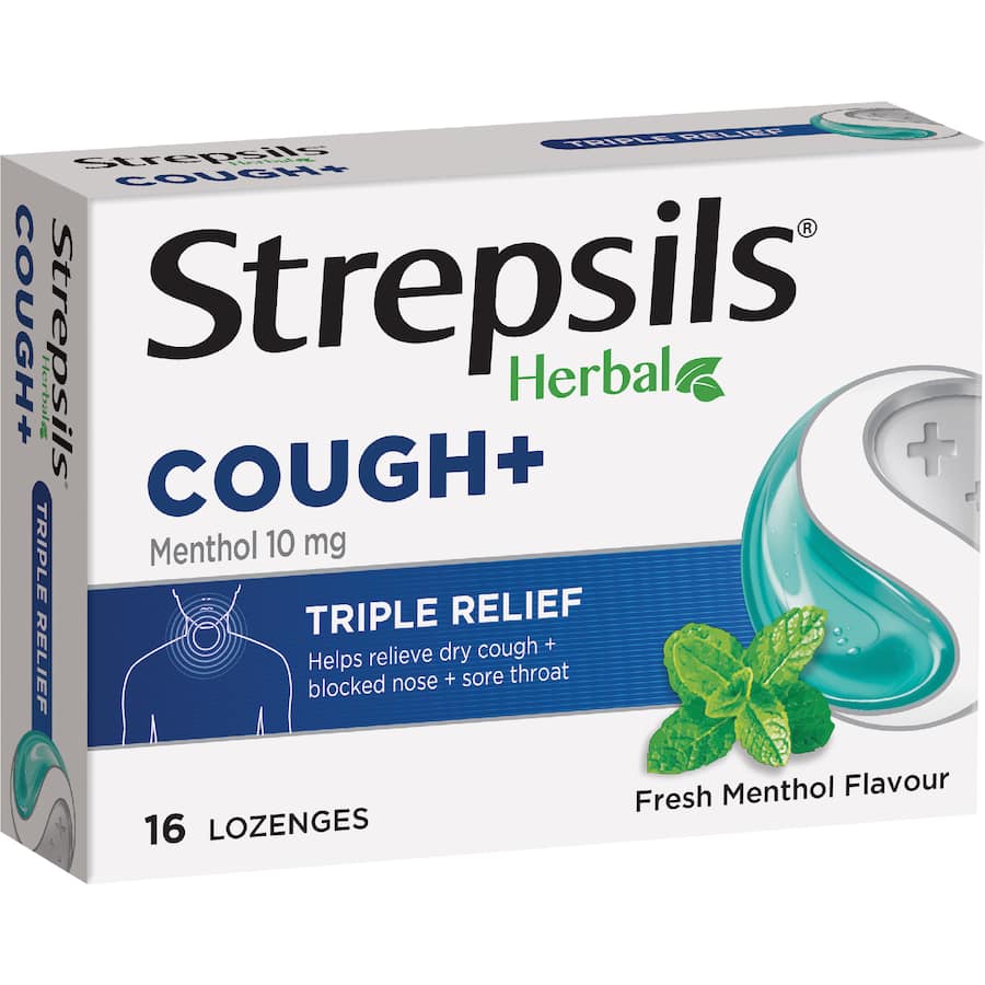 Strepsils Herbal Cough Throat Lozenges Menthol 16pack