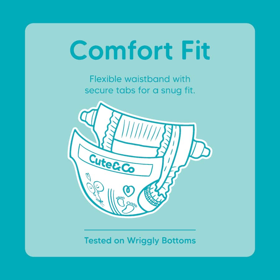 Cute & Co Nappies Toddler Boys & Girls 10-14kg Size 4 36pack