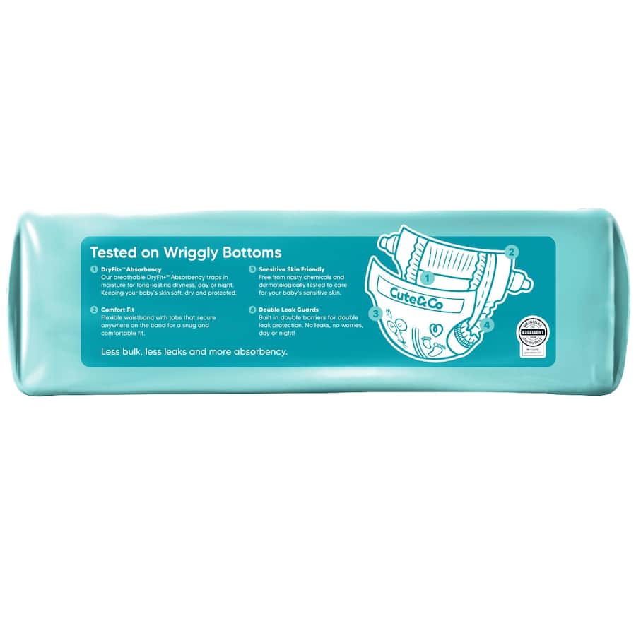 Cute & Co Nappies Toddler Boys & Girls 10-14kg Size 4 36pack