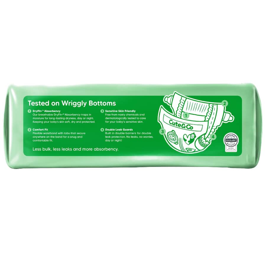 Cute & Co Nappies Walker Boys & Girls 13-18kg Size 5 32pack