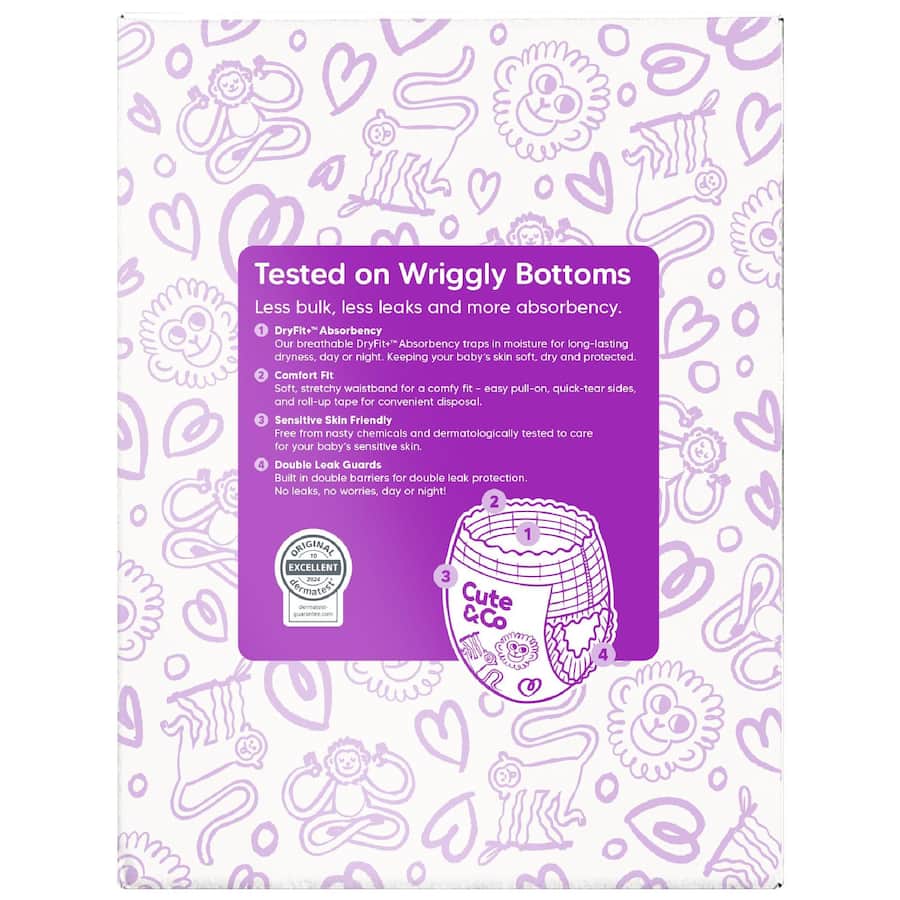 Cute & Co Nappy Pants Junior Boys & Girls 16+ Kg Size 6 48pack