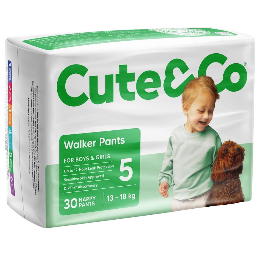 Cute & Co Nappy Pants Walker Boys & Girls 13-18kg Size 5 30pack