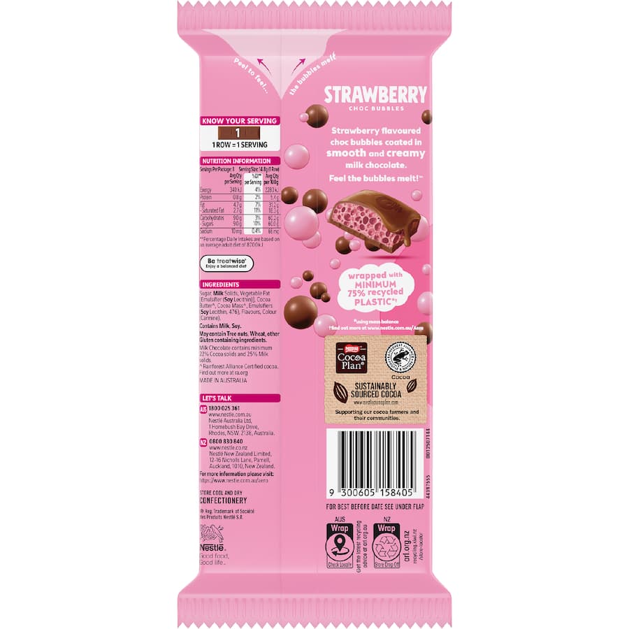 Nestlé Aero Chocolate Block Strawberry Choc Bubbles 118g