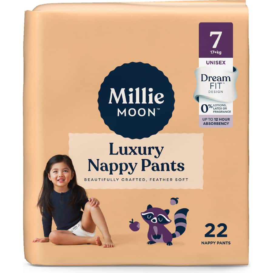 Millie Moon Nappy Pants Junior Boys & Girls 16+ Kg Size 7 22pack