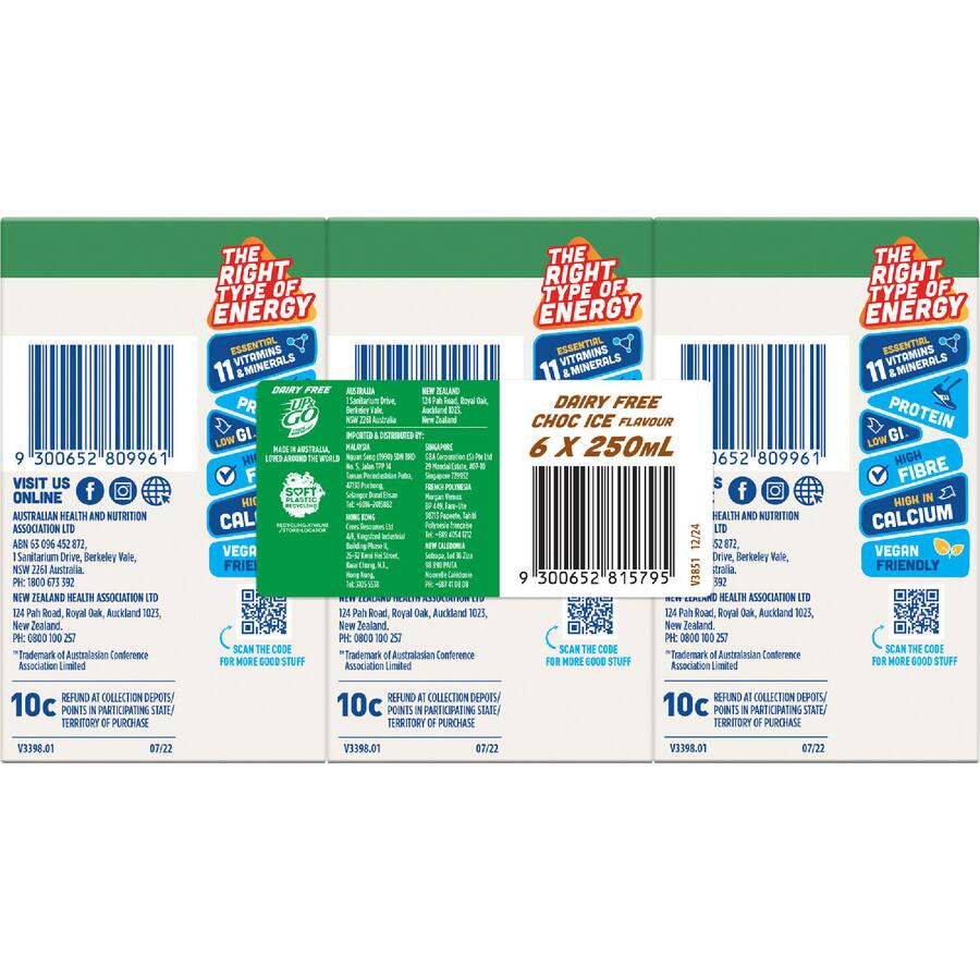 Sanitarium Up & Go Liquid Breakfast Dairy Free Choc Ice - 6 x 250mL