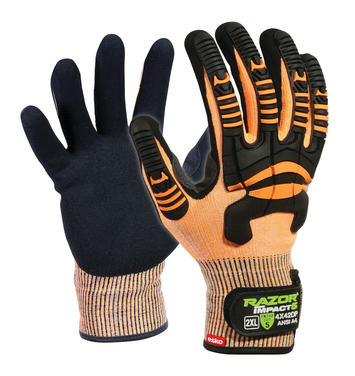 Razor Impact 5 Glove, Orange, Cut Level D (Pair) - Orange - XL