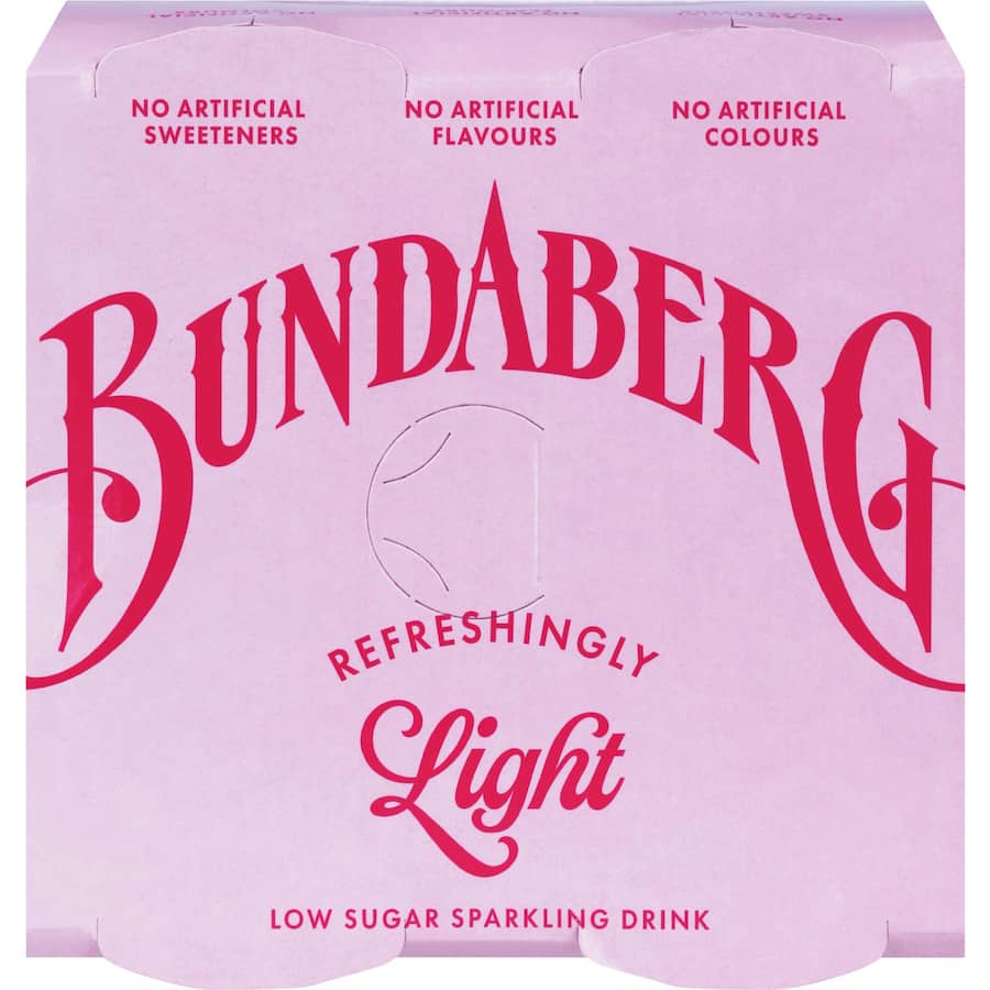 Bundaberg Refreshingly Light Soft Drink Raspberry & Pomegranate Cans 4x250mL
