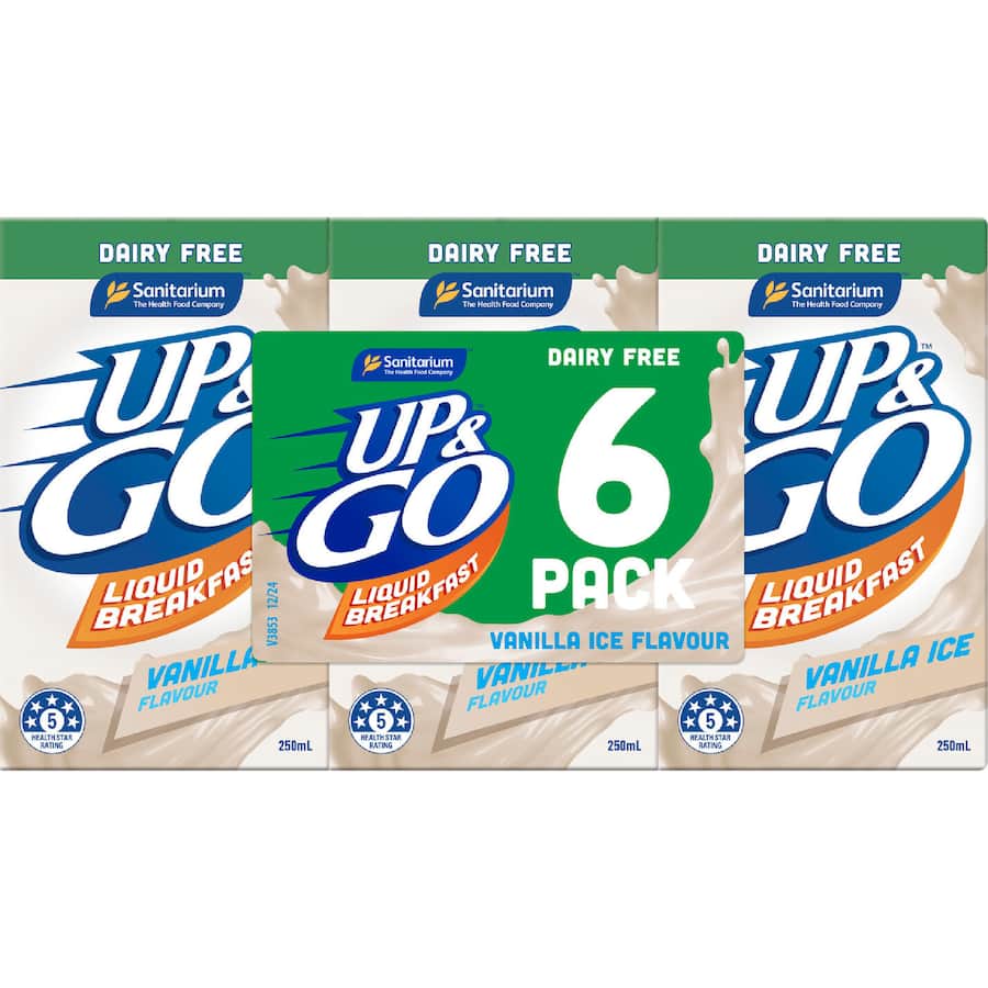 Sanitarium Up & Go Liquid Breakfast Dairy Free Vanilla - 6 x 250mL