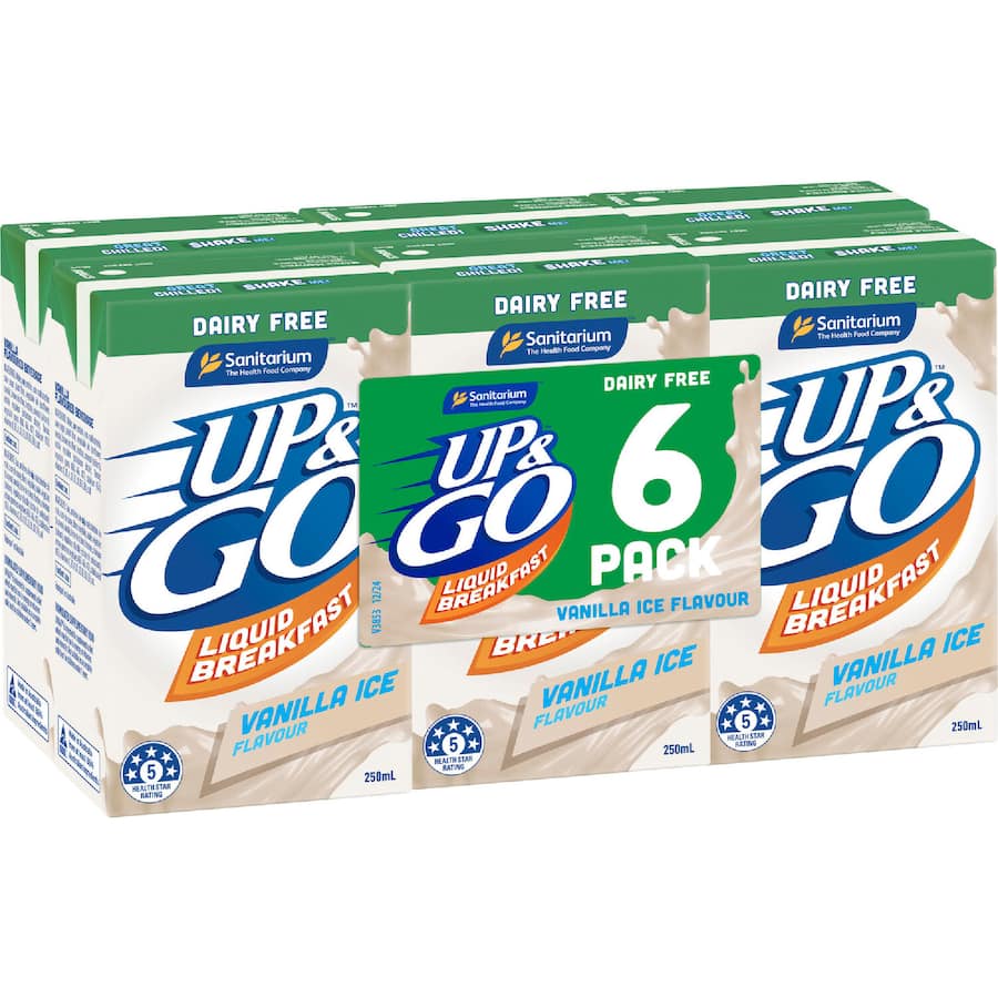 Sanitarium Up & Go Liquid Breakfast Dairy Free Vanilla - 6 x 250mL