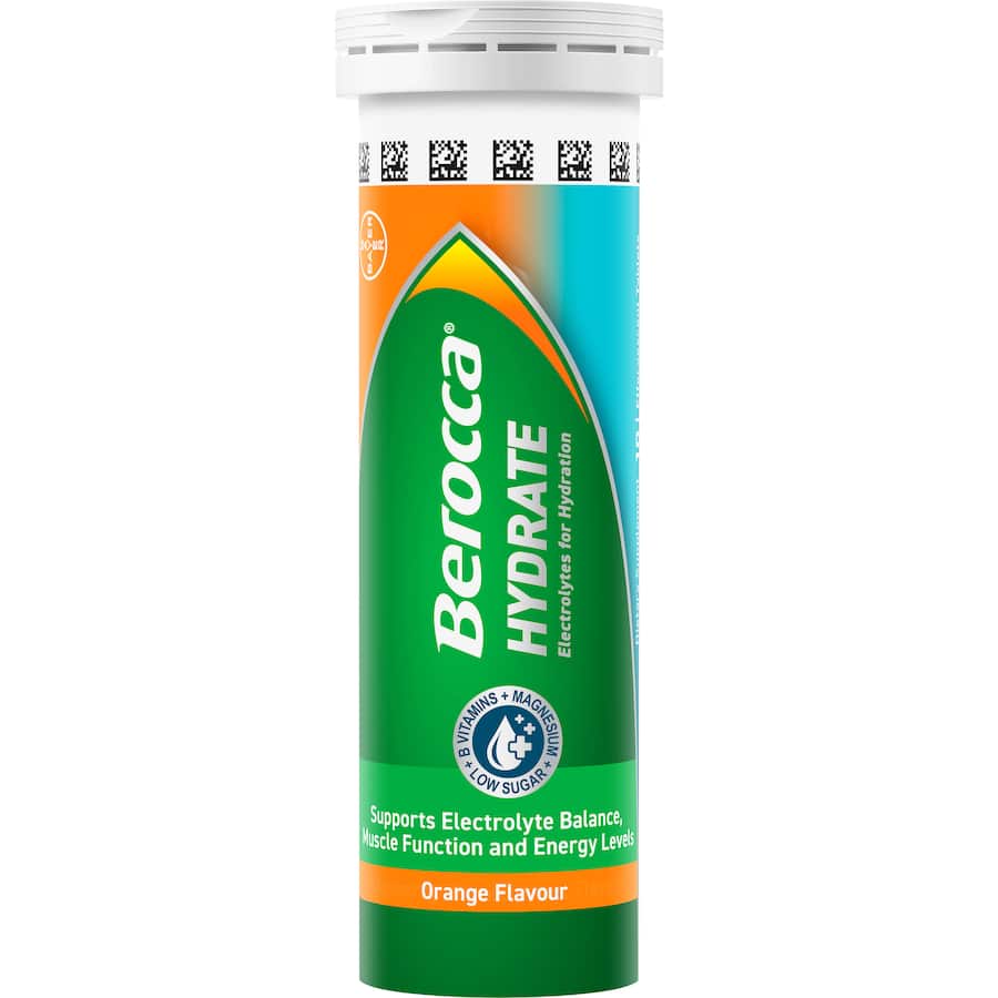 Berocca Hydrate Effervescent Tablets Electrolytes Orange Flavour 20pack