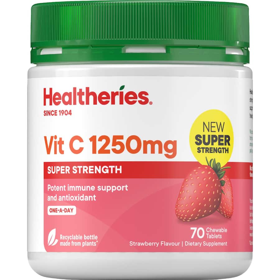 Healtheries Vitamin C 1250mg Strawberry Chewable Tablets 70pack
