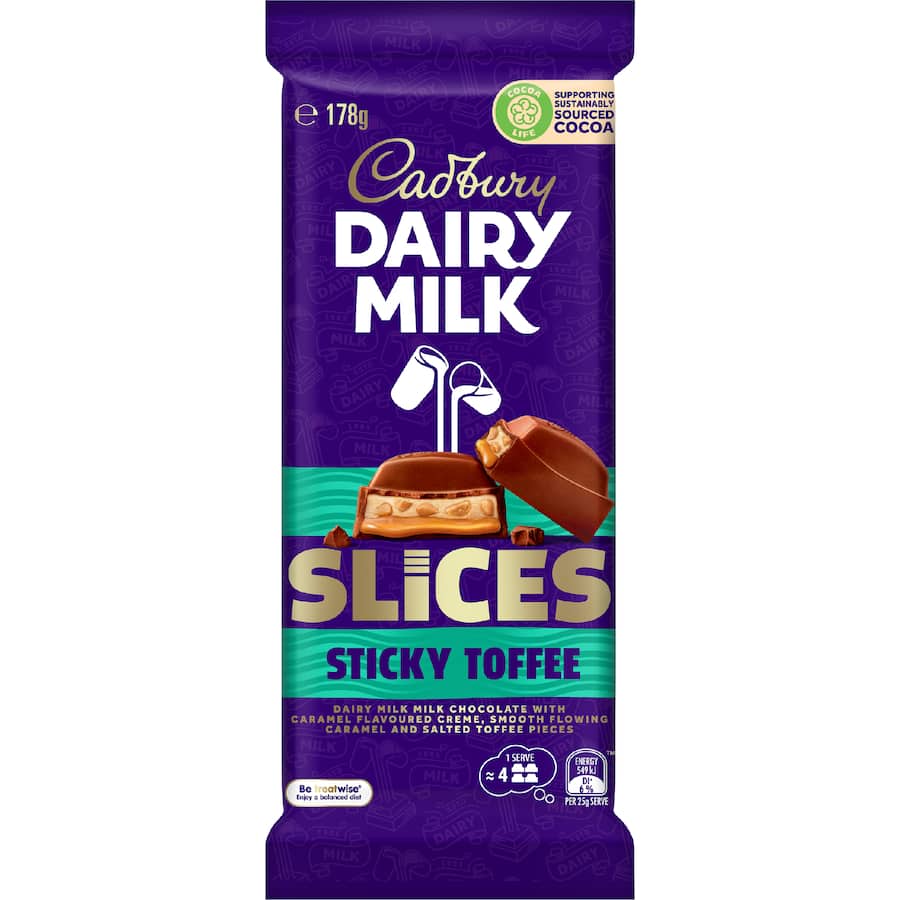 Cadbury Slices Chocolate Sticky Toffee 178g