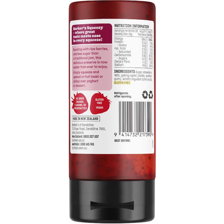 Barker's Jam Strawberry Squeeze bottle 290g