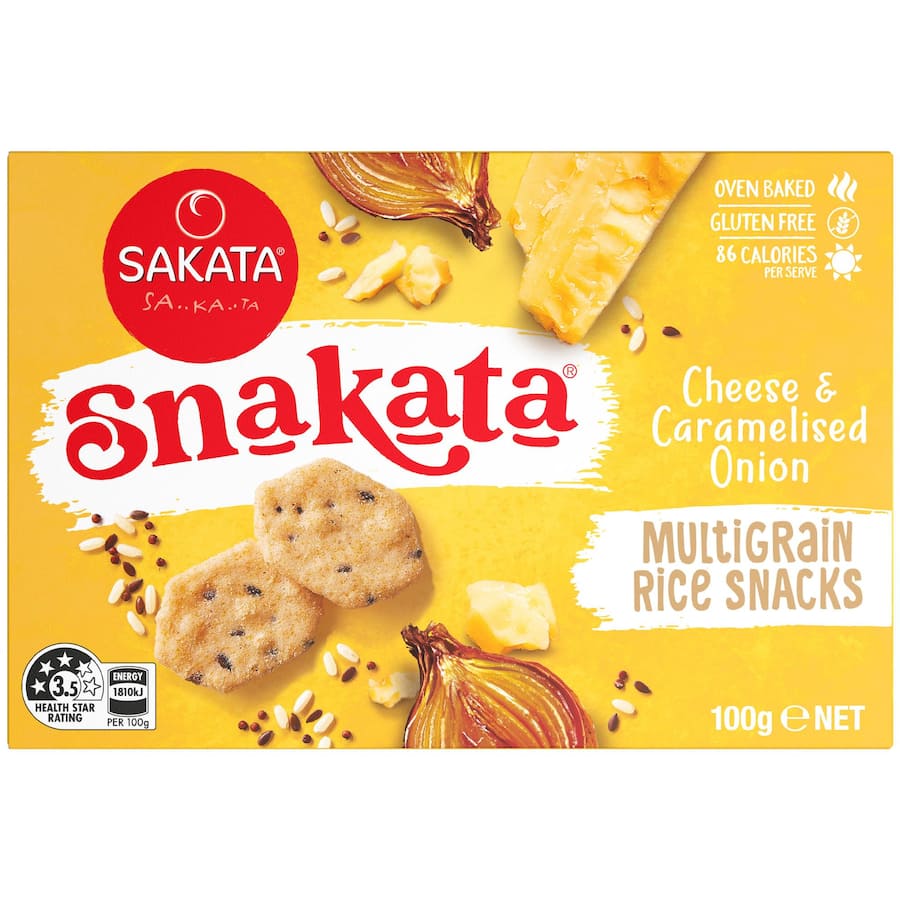 Snakata Rice Crackers Cheese & Caramelised Onion 100g