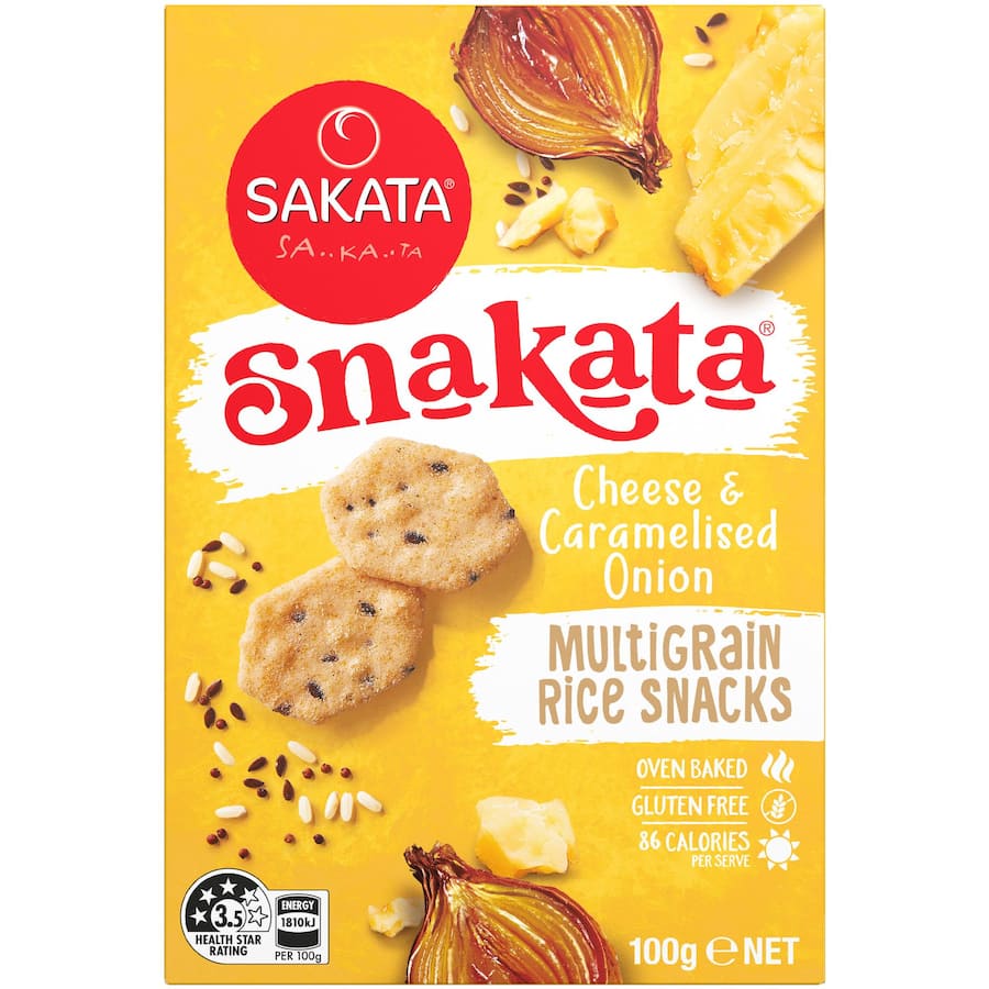 Snakata Rice Crackers Cheese & Caramelised Onion 100g