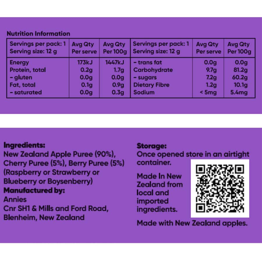 Annies Wiggle Fruit Bar Cherry Berry 12g