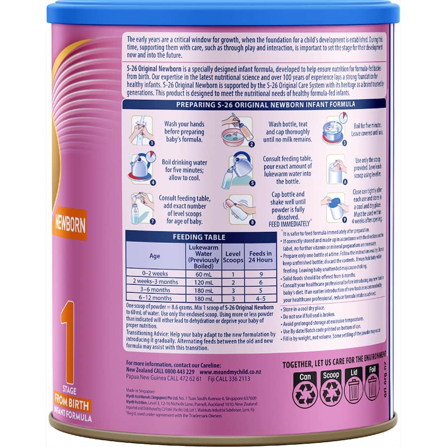 S26 Original Stage 1 Baby Infant Formula From Birth To 6 Months 850g