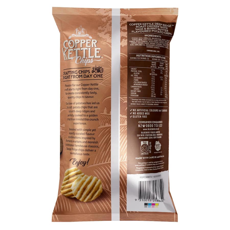 Copper Kettle Deep Ridge Chips Roast Chicken & Burnt Butter 150g