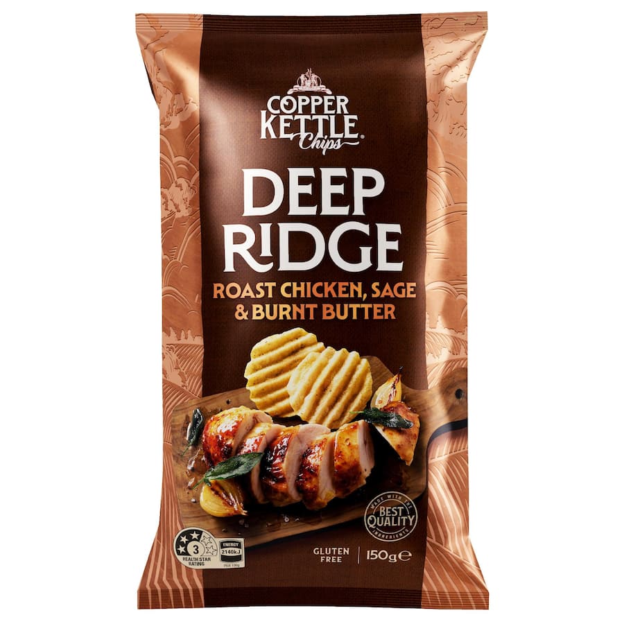 Copper Kettle Deep Ridge Chips Roast Chicken & Burnt Butter 150g