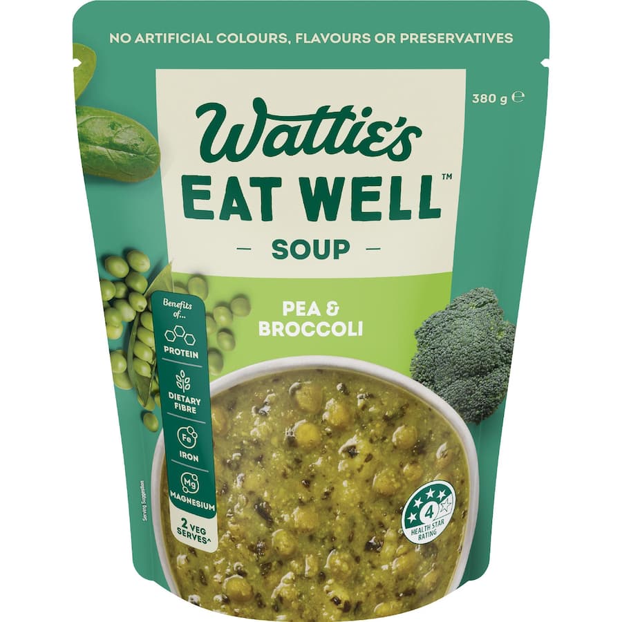 Wattie's Eat Well Soup Pea & Broccoli Pouch 380g