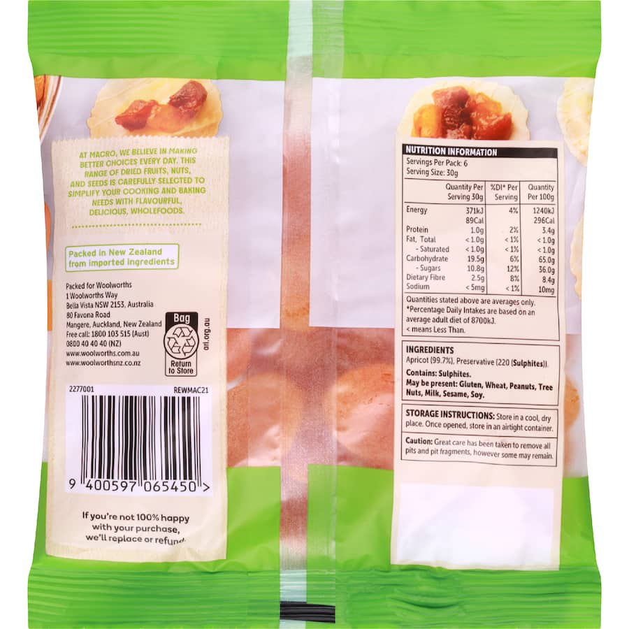 Macro Apricots Whole Dried - 200g