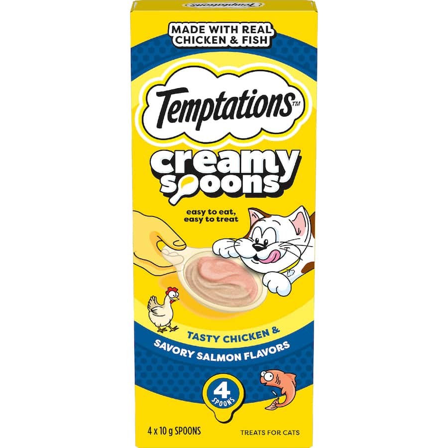 Temptations Creamy Spoons Cat Treats Chicken & Salmon 4x10g
