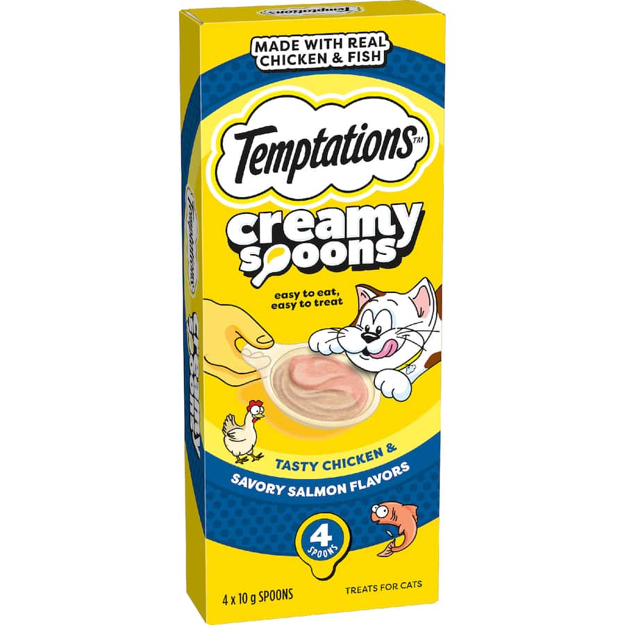 Temptations Creamy Spoons Cat Treats Chicken & Salmon 4x10g