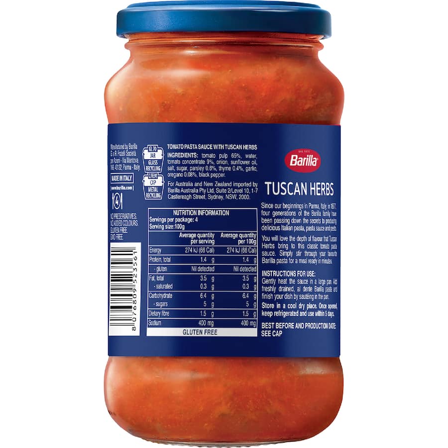 Barilla Pasta Sauce Tuscan Herbs 400g