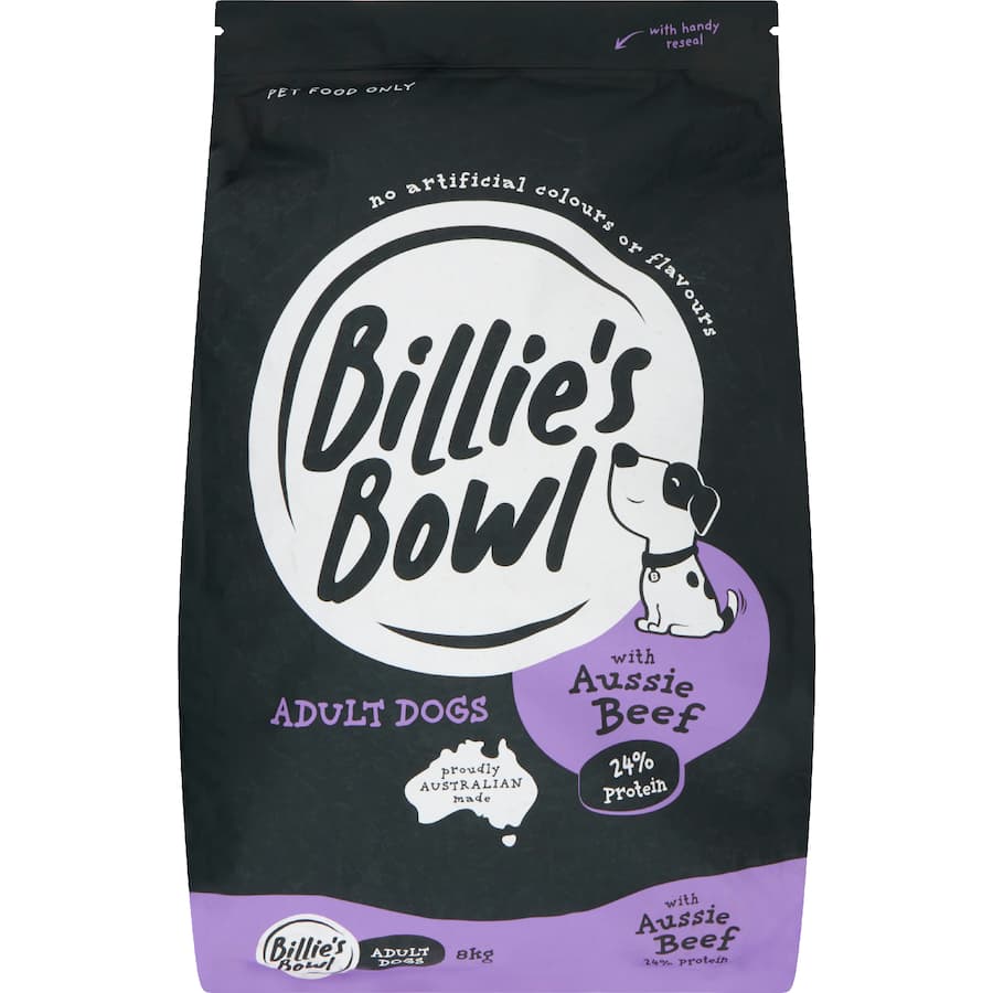 Billie's Bowl Adult Dry Dog Food Aussie Beef Bag 8kg