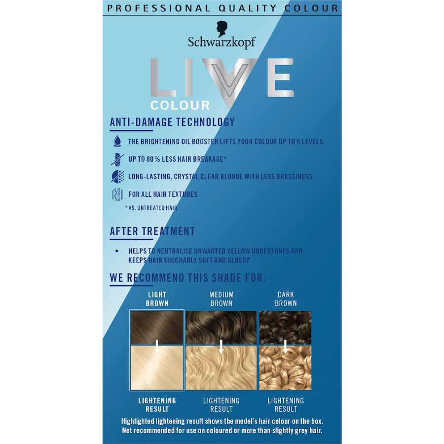 Schwarzkopf Live Colour Hair Colour Bleach Permanent Blonde 00b 1pack